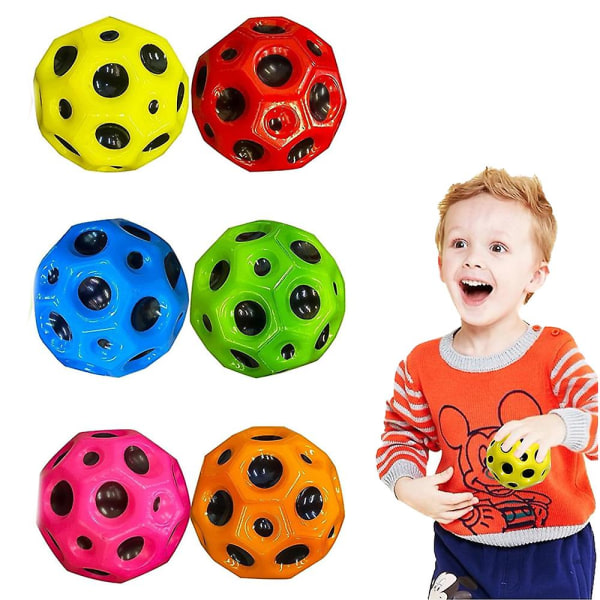 6st Astro Jump-bollar Rymdbollar Extrem hög studsande boll Tiktok Pop studsande Moon Ball Gummistuds Sensorisk boll -ES rose red