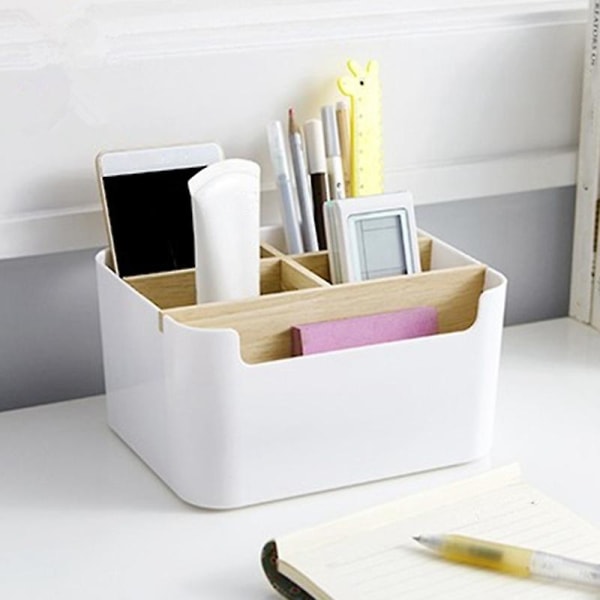 Fjernbetjeningsholder Desktop Makeup Organizer 5-rums Box Organizer Til Stue Badeværelse