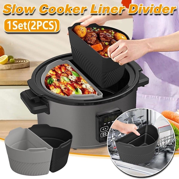 2 ST Återanvändbara Matkvalitet Slow Cooker Liner Avdelare Non-Stick Lättrengjord Panna