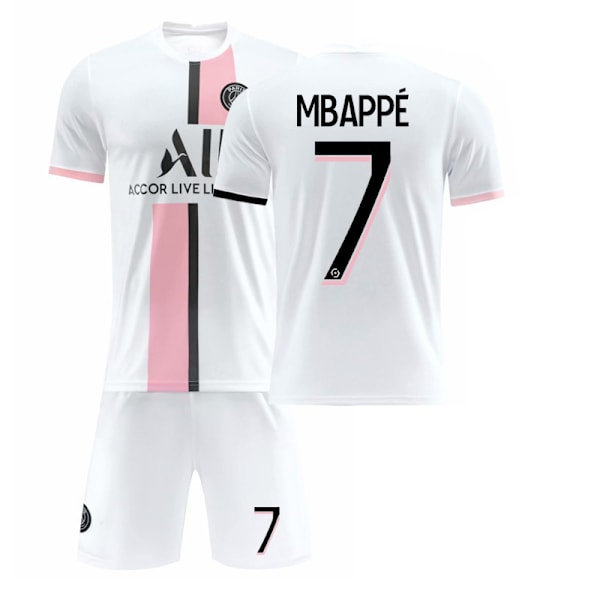 2122 Paris borte hvit drakt Mbappe fotballuniform 28(150-160cm)