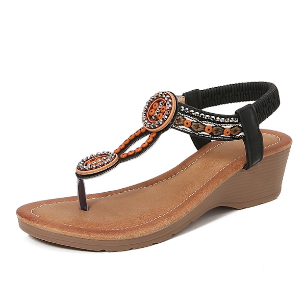 Naisten 2025 Boho Chic Kiilasandaalit Kristalleilla - Mukava Platform Rannalle Black 42