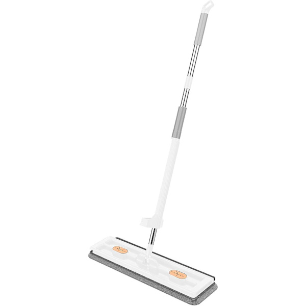 Stor Platt Moppset, 360° Swivelmopp med Urvridningsfunktion, Platt Mopp med Återanvändbara Mikrofibermoppdynor Kompatibla med Trägolv Laminatplattor -hg White Mop with 4 Pads