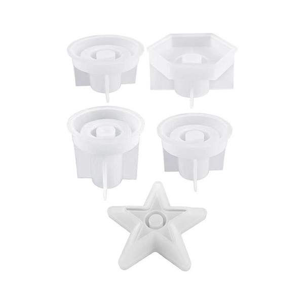 5 stk silikonform lysholder, støpeform lysholder, lysestake silikonform, gjør-det-selv silic Transparent White