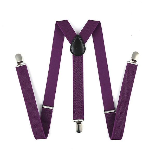 Elastiska Y-formade hängslen Herr Dam Enfärgad/rand justerbara hängslen -HG Dark Purple