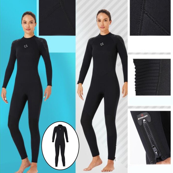 Dykkevåtdrakt Full Lengde Surf Dykke Drakt Badetøy Kvinner Svart S Women Black S