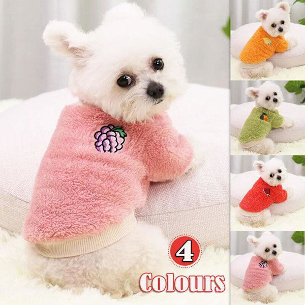 L Valp Hund Fleece Varm Jumper Tröja Jacka Liten Yorkie Chihuahua Katt Kläder - Orange L
