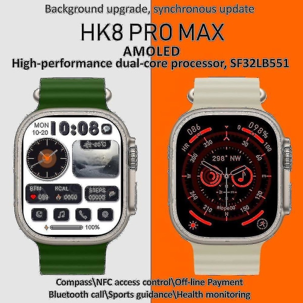 Hk8 Pro Max Ultra Herr 49mm Amoled Skärm Kompass Nfc Smartwatch -HG color2