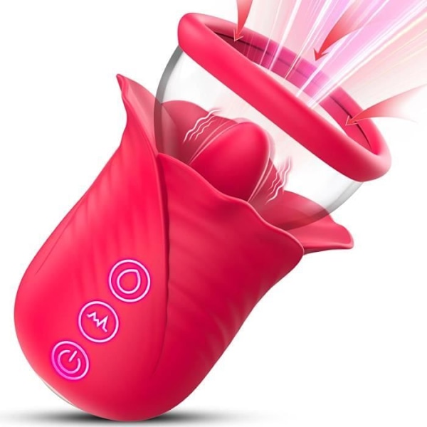 Rose Sexleketøy for voksne – Sexleketøy for kvinner, sugende vibrator, brystvorte- og klitorisstimulator med 2-i-1 slikking