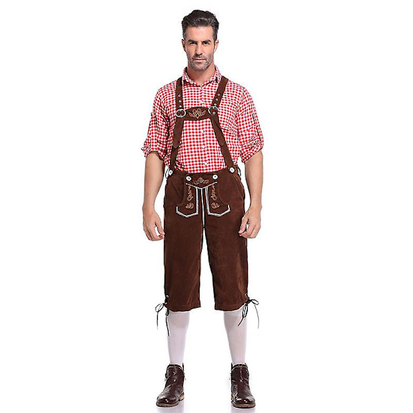 Bavaria Lederhosen Herre ekte skinn Ekte skinn Ekte skinn tysk skinn, Oktoberfest Klær-kort Mørk Brun -HG