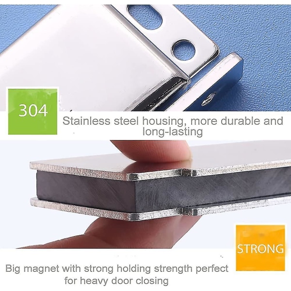 28 kg stark magnetisk garderobsdörrmagnet 2 delar rostfritt stål magnetisk garderobsdörrspärr för möbler Stark kraftfull magnet för lådor, dusch