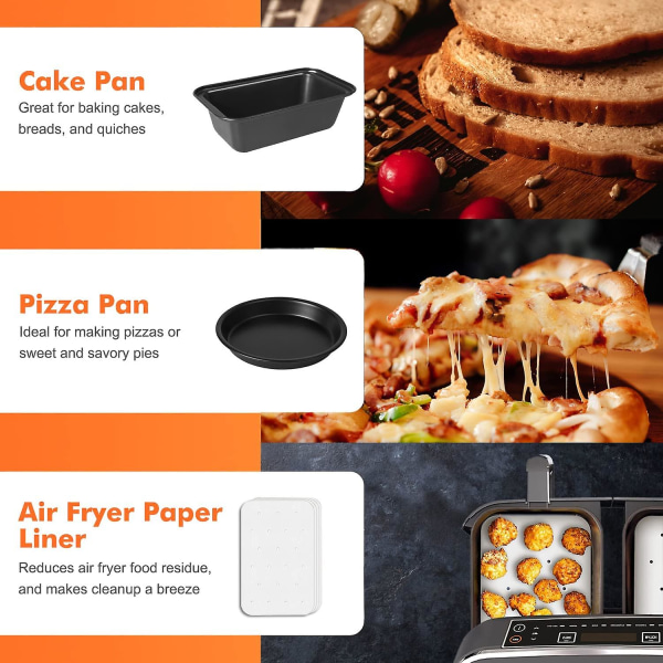 Air Fryer-tillbehör, set med 9 passar för Ninja Dual Air Fryer Af300uk, Af400uk & Most 3,7qt - 4,2qt och större Dual Zone Air Fryers, inkluderar kakor och pizzor