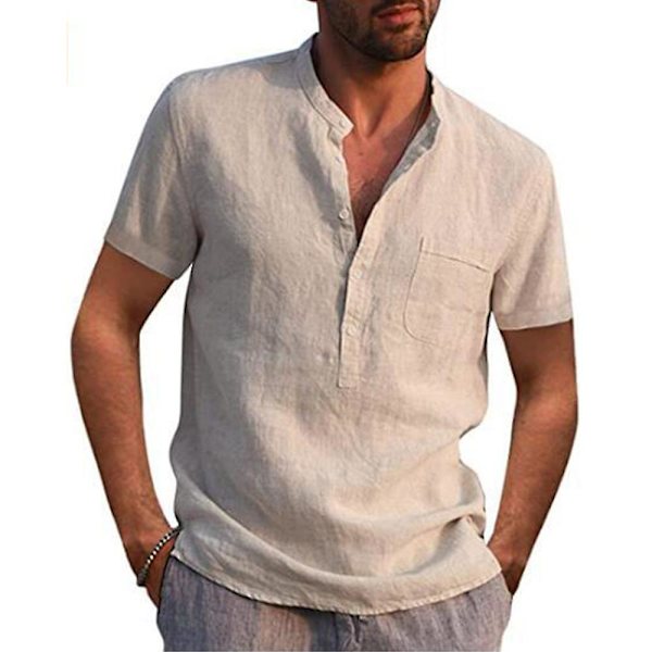 Miesten topit, lyhythihaiset kesäiset casual paidat Khaki 3XL