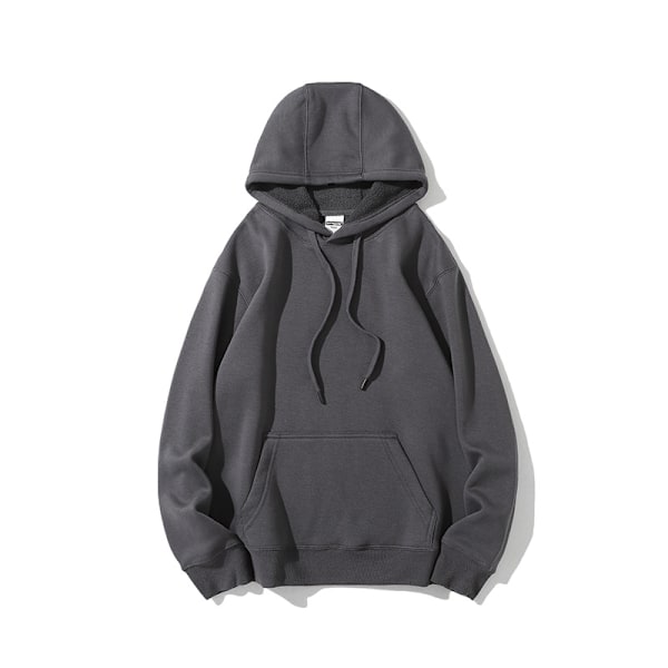 Höst och vinter stil fleece casual långärmad huvtröja Dark Night Grey L