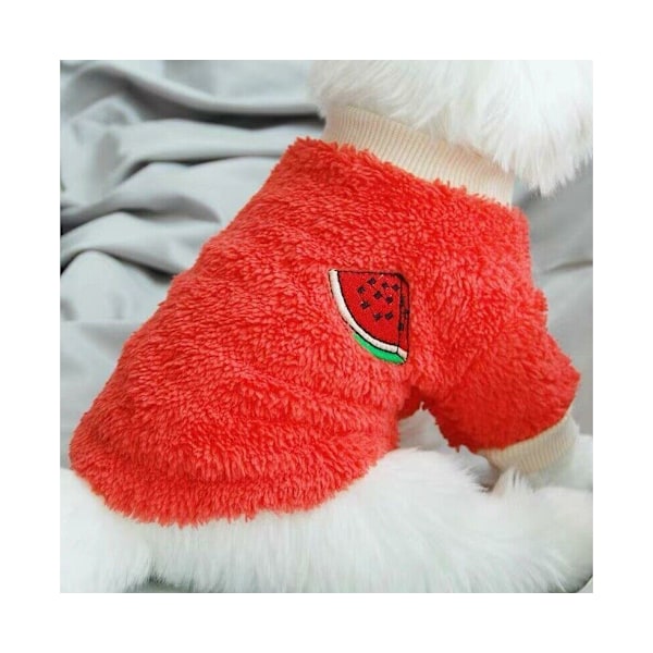 XL Valp Hund Fleece Varm Jumper Tröja Kavaj Liten Yorkie Chihuahua Katt Kläder - Röd XL
