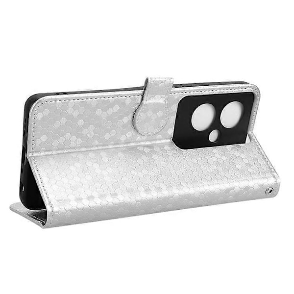 Yhteensopiva Oppo A79 5G / A2 5G magneettinen puhelinkotelo nahkaa, kohokuvioitu pistekuvio Silver