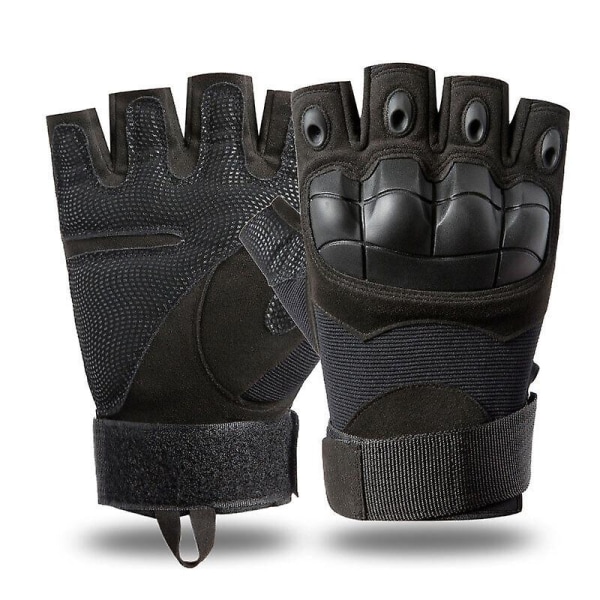 Militära Taktiska Hårdknogsgolvlar Full Fingerfingerless Army Combat Hunting -hg Black-Fingerless XL