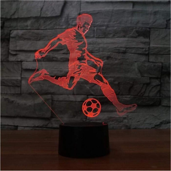 3D LED Bordlampe Børneværelse Sengelampe Sove Spil Fodbold Berøring USB Hjem Dekoration Fodboldspiller Natlys -h