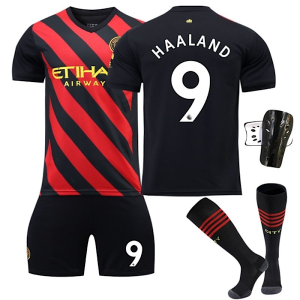 2223 Manchester City away red and black stripes Haaland football jersey B S(165-170cm)