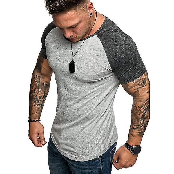 Gym T-shirt för män Sport Kortärmade Toppar Light Grey XL