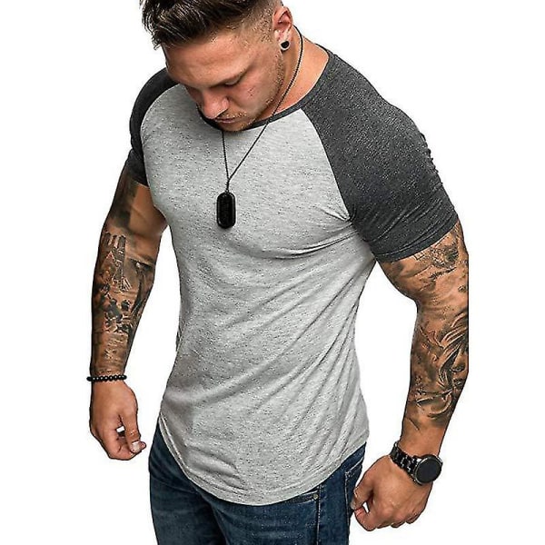 Miesten kuntosali T-paita Urheilullinen Lyhythihainen Yläosa Light Grey 3XL