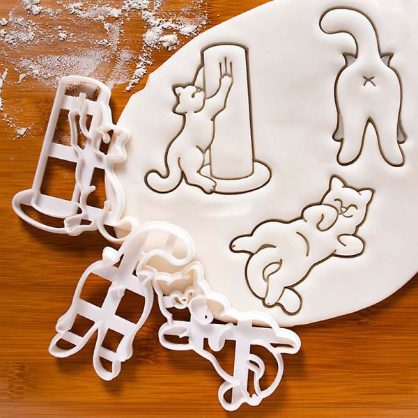 1/3 stk Cat Cookie Cutters Kitty Butt Form Diy Kjeks Cookie Form Stempel Bakeware Hfmqv -ES A