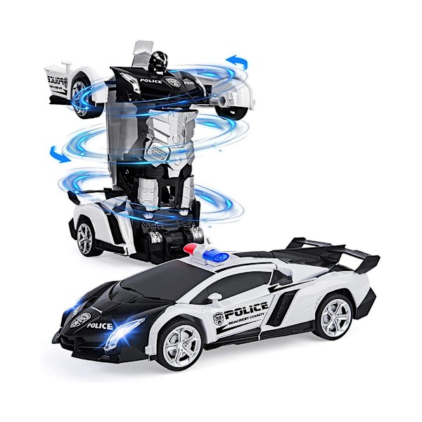 Racingbil Leksak - Transformerande, 360 Graders Rotation Drifting, Vit