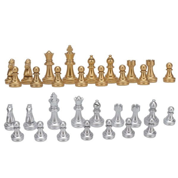 32 Pieces Chessmen Schackpjäser med 1,93 tum kungfigurer Ps kompatibel med vuxna Barnleksak guld och silver
