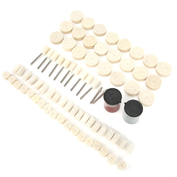 76PCS Uld Polering Buffing Hjul Rotary Værktøj Tilbehørssæt til Mini Bore Elektrisk Slibemaskine