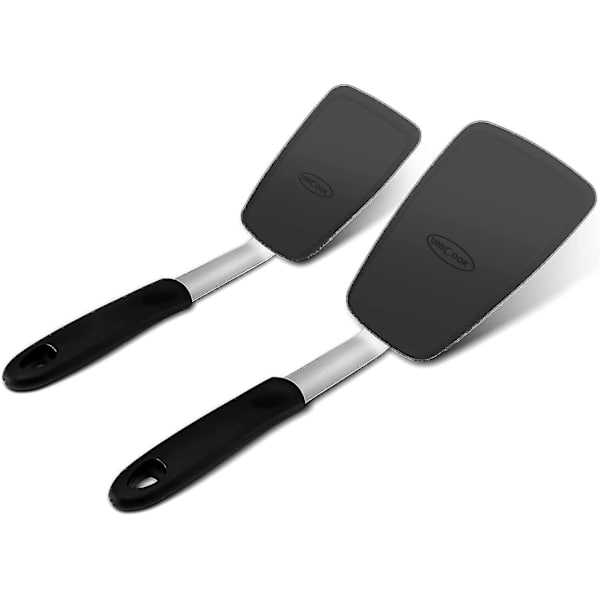 2 Pak Fleksibel Silikon Spatel, Vendespatel, 600F Varmebestandig, Ideel Til At Vende Æg, Burgere, Crepes Og Mere, Sort-sfygv