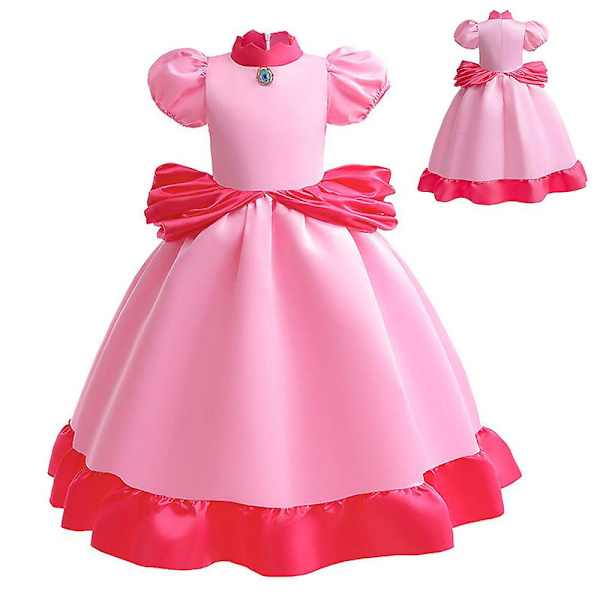 3-9 År Jenter Prinsesse Peach Cosplay Kostyme Kjole Ballkjole Halloween Cosplay Klesoppgradering Gaver 8-9 Years