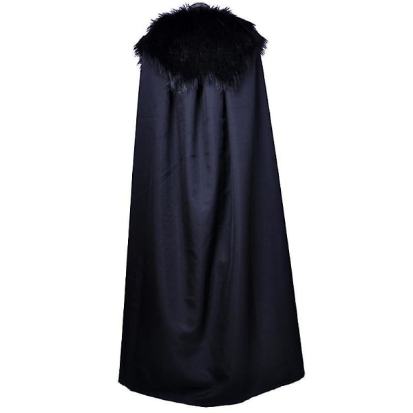 Halloween Game of Thrones Jon Cosplay Falsk Pels Krave Kappe Mænd Tøj Outfit Black XL