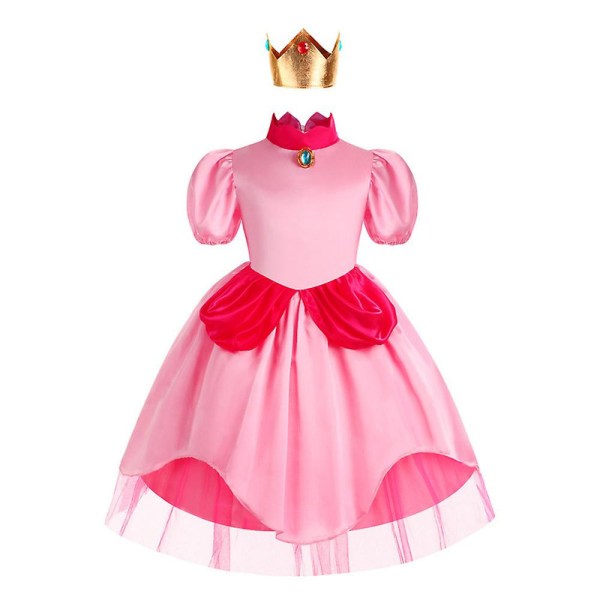 3-10 År Piger Super Brothers Peach Cosplay Kostume Prinsesse Kjole Med Krone Halloween Fest Outfit Gave 3 Years