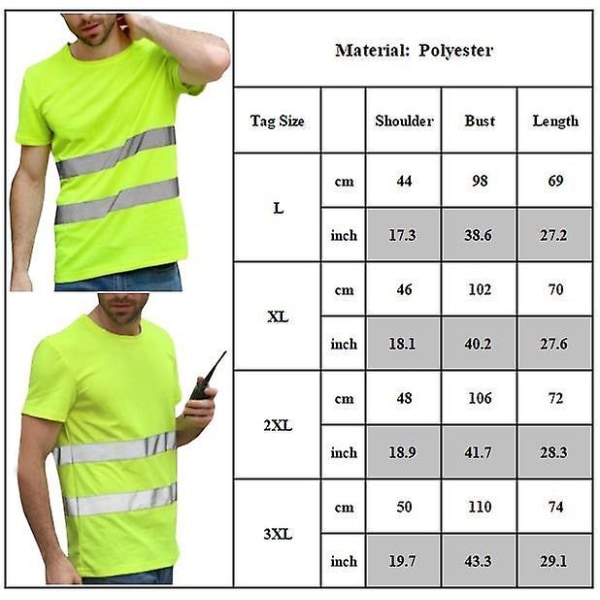 Hi Vis Viz Visibility Lyhythihainen Safety Crew Neck T-paita Yellow XL
