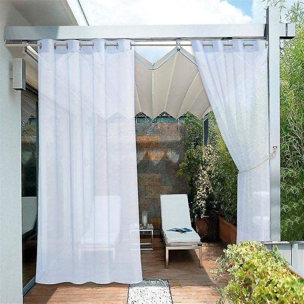 2 stk udendørs gardin til gårdhave Aftageligt for let vandtæt gennemsigtigt gardin til veranda Havepavillon