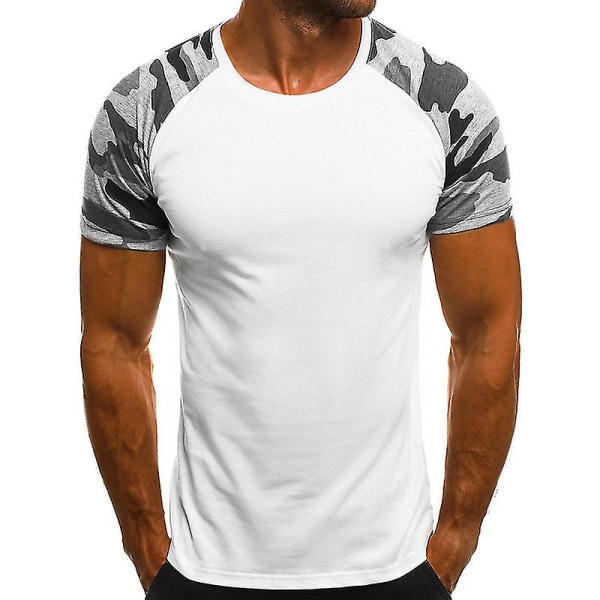 Gym T-shirt för män Sport Kortärmade Toppar Camo White 3XL