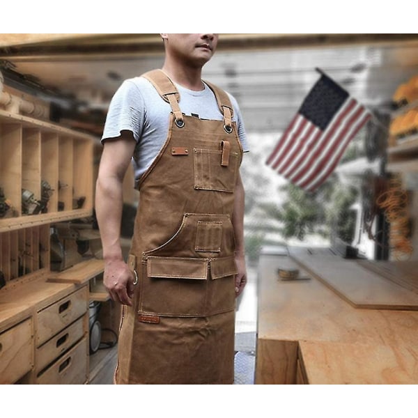 Træbearbejdningsforklæder, der er kompatible med mænd, gave kompatible med Woodworker, med 9 værktøjslommer -ES