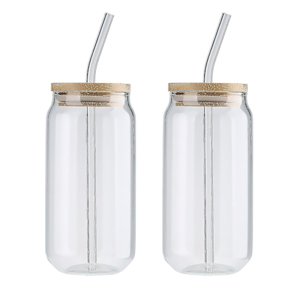 2kpl juomalasit CAN Kylmäjuomakuppi/ CAN /maitokuppi + lasipilli L bamboo cover and straw
