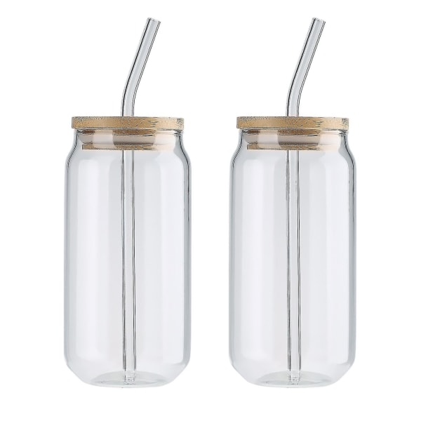 2st Dricksglas Burkkopp Kalldrinkkopp/glas Burkkopp/mjölkkopp+ Glashalm S bamboo cover and straw