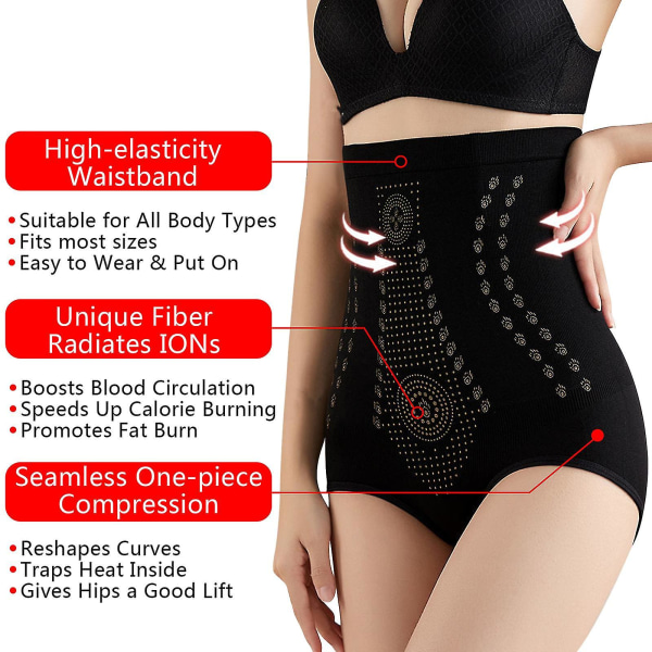 Ionstech Unik Fiberåterställning Bodyshaper Magkontroll Bodysuit Hög Midja Bodysuit Underkläder Kompatibel Kvinnor Bodyshaper Kalsonger Black