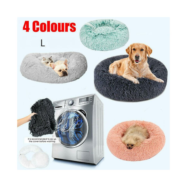 L-70CM Hundekat Dyre Rolig Seng Vaskbar LYNLÅS Dækken Varmt Blødt Plys Rund Sovende - Pink