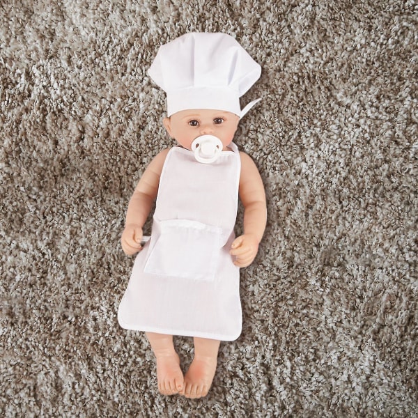 1 sæt yndig ærmeløs babykokkeforklæde Lærredsbilleder Fotografi Børn kokkekostumer kompatibel med nyfødte -ES Boy S