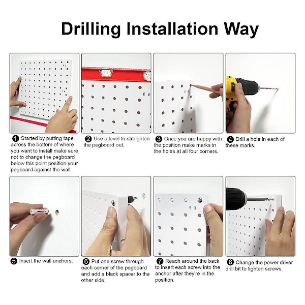 Pegboards, Pegboard Wall Organizer Paneler, Brædder til væg, håndværksrum, køkken, garage, stue