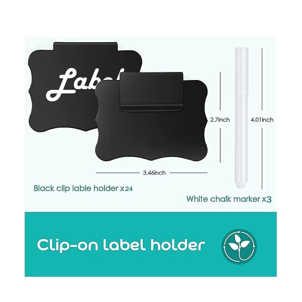 24 stk. Etiketter for Oppbevaringsbokser, For Oppbevaringsbokser Pantry Etiketter Klips Etikett Holder Avtakbar Med 3 Kritt