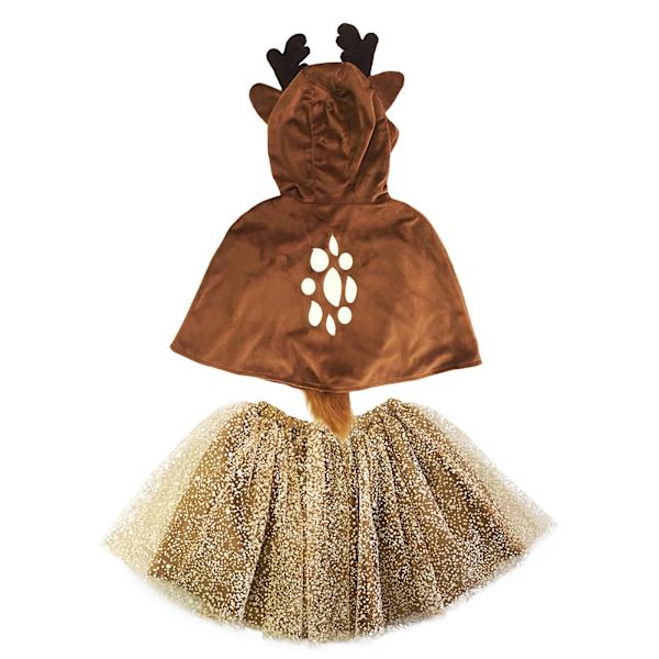 Åh, rådjur! Halloween-kostym kompatibel med flickor, medföljande huva, horn och öron Brown S