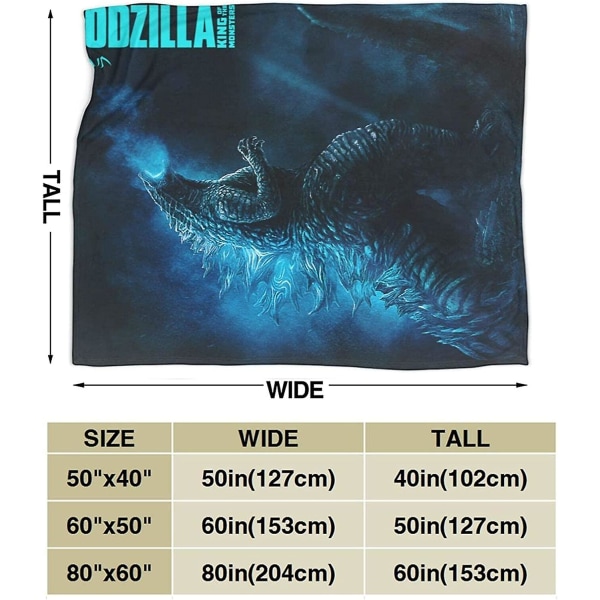 Godzilla Bløde Mikrofleece Tæpper Passer Til Hjemmeindretning, Flannel Tæpper, Sofa Senge, Aircondition Tæpper 80x60in 200x150cm