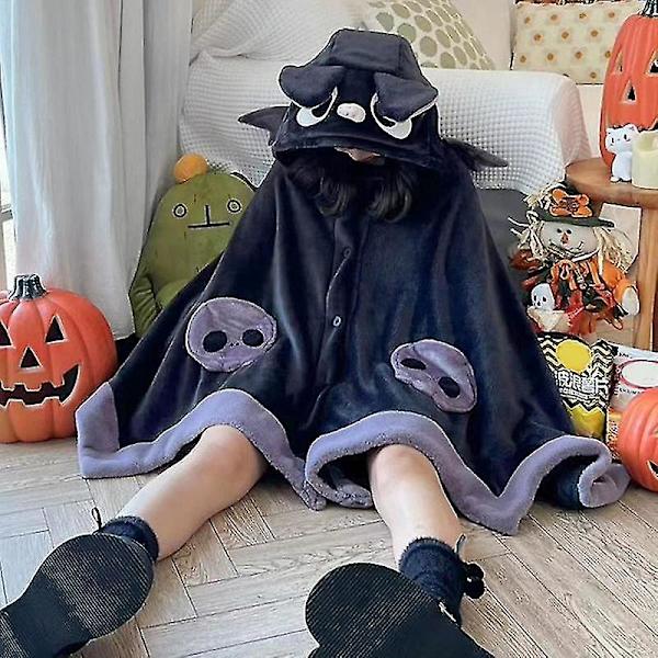 Fledermus Tæppe Kappe Kawaii Tegneserie Fledermaus Y2k Halloween Tæppe Med Djævelvinger Pyjamas Kjole Dyr Varmt Bærbar Tæppe Kappe