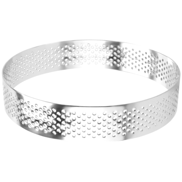 6 st Mini Tart Ring i Rostfritt Stål Tartlet Form Cirkelformad Kutter Paj Ring Värmebeständig Perforerad silver