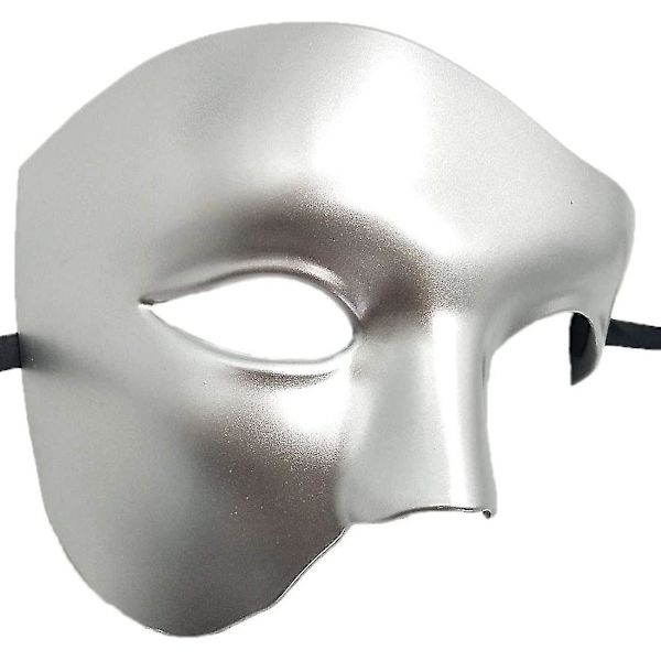 1 stk Halvmaske Fantom, Maskerademaske Retro Fantom Operas Enøye Halvmaske Kostyme (sølv)