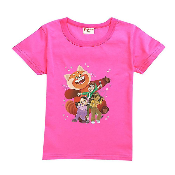 5-10 år bliver rød Kortærmet T-shirt til børn Casual Toppe Gave Rose Red 5-6 Years