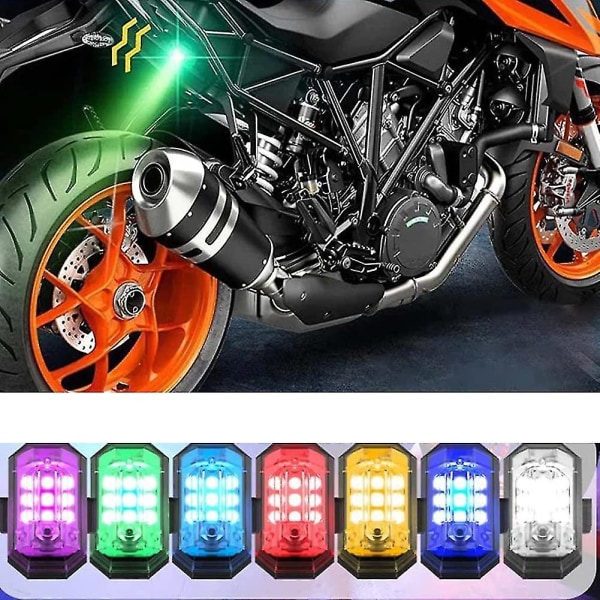 Høj lysstyrke Trådløst Led Strobe-lys, 7 farver Led Strobe-lys Genopladelige lys, anti-kollisionslys Nødadvarselslys til motorcykel 1 light -1 remote control